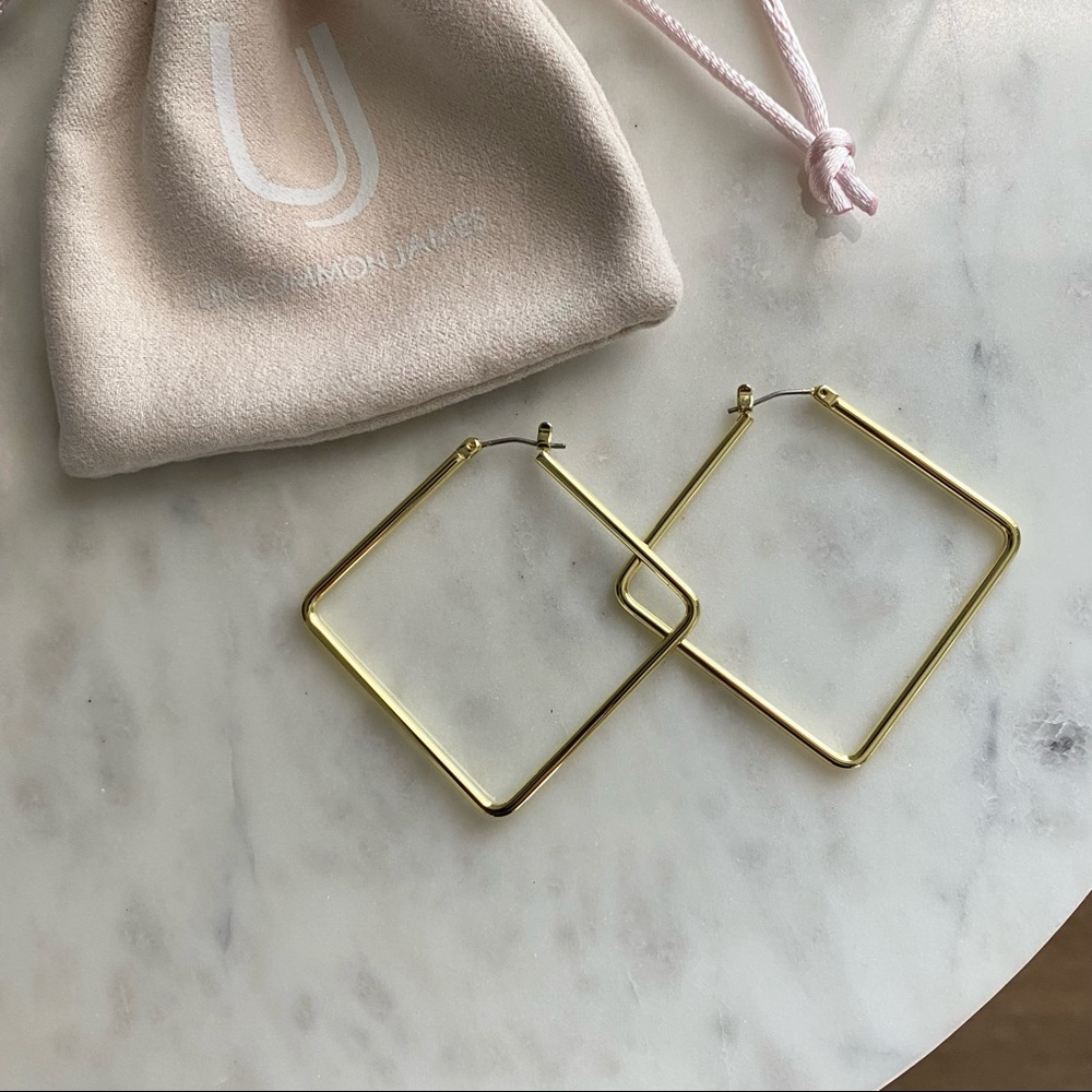 Uncommon James Girl Boss Hoops Square Hoop Earrings NWOT